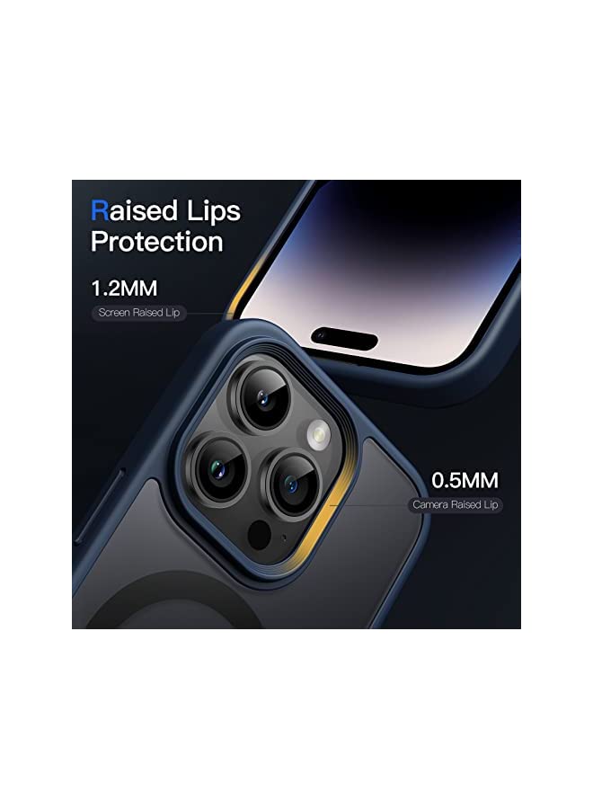 Jetech حافظة مغناطيسية لهاتف iPhone 14 Pro Max مقاس 6.7 بوصة متوافقة مع MagSafe، غطاء خلفي شفاف غير لامع نحيف مقاوم للصدمات (أزرق عاصف) - Image 5