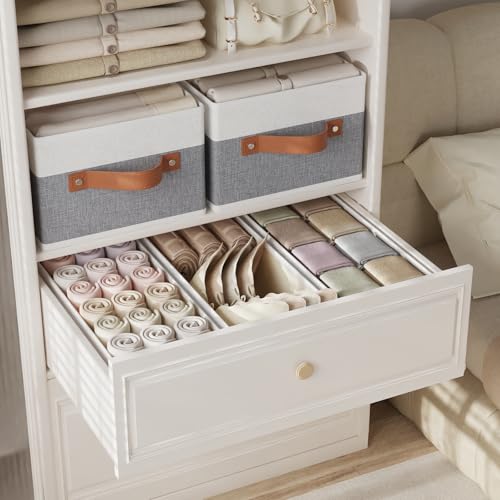 OUTBROS Storage Bins,Foldable Storage Baskets for Organizing,Fabric Storage Boxes With Handles,For bedrooms, living rooms, Shelves,Gray/White,15x6.1x5.1in,3-Pack - Image 2