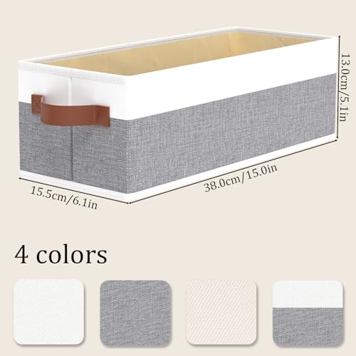OUTBROS Storage Bins,Foldable Storage Baskets for Organizing,Fabric Storage Boxes With Handles,For bedrooms, living rooms, Shelves,Gray/White,15x6.1x5.1in,3-Pack - Image 4