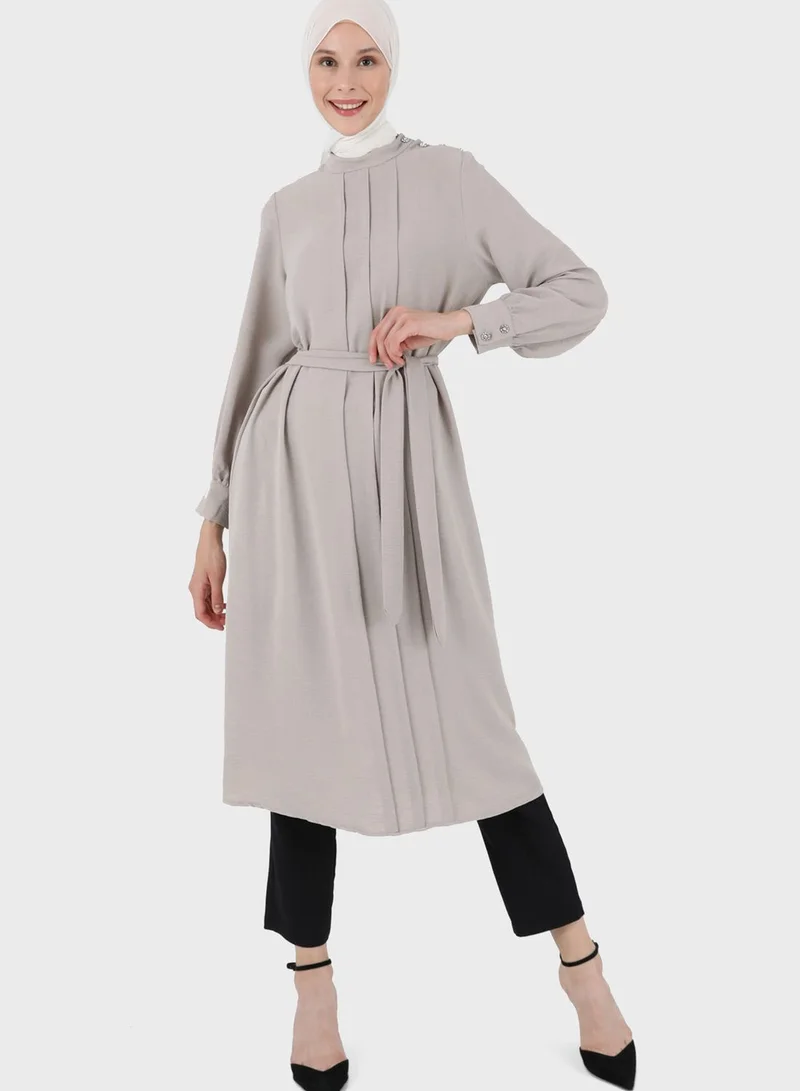 Refka by modanisa Belted Knitted Dress for Women | Best Price Oman