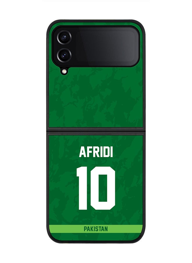 Stylizedd - Rugged Black Edge Case for Samsung Galaxy Z Flip4, Slim fit Soft Case Flexible Rubber Edges Thin Cover - Player Name - AFRIDI, Jersey Number- 10 - Image 1