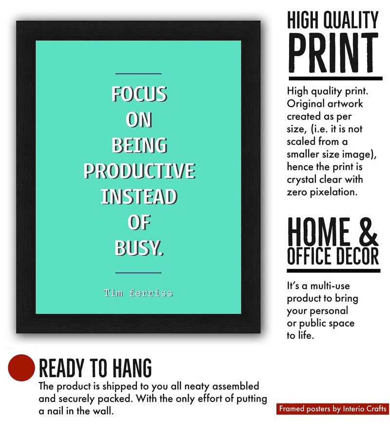 Interio Crafts Discipline Focus Motivational Wall Framed Quote Poster for Home and Office (Frame Size :13"X10" Inches) - Image 3