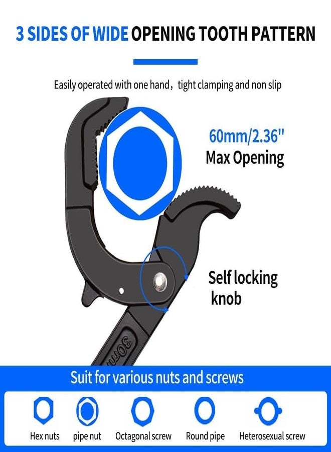 vomex 2Pcs Self Adjusting Pipe Wrenches Sets - 10.5 & 14" Self Locking Pliers,Multi-Function,3 Sides Teeth,Non-Slip Handle,Suit for Pipe Vise Micro 5 Wrench - Image 5