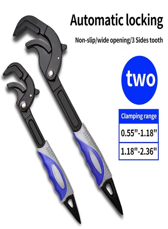 vomex 2Pcs Self Adjusting Pipe Wrenches Sets - 10.5 & 14" Self Locking Pliers,Multi-Function,3 Sides Teeth,Non-Slip Handle,Suit for Pipe Vise Micro 5 Wrench - Image 3