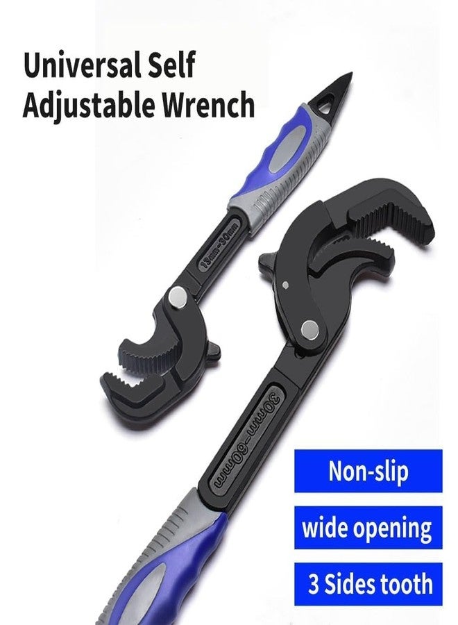 vomex 2Pcs Self Adjusting Pipe Wrenches Sets - 10.5 & 14" Self Locking Pliers,Multi-Function,3 Sides Teeth,Non-Slip Handle,Suit for Pipe Vise Micro 5 Wrench - Image 2