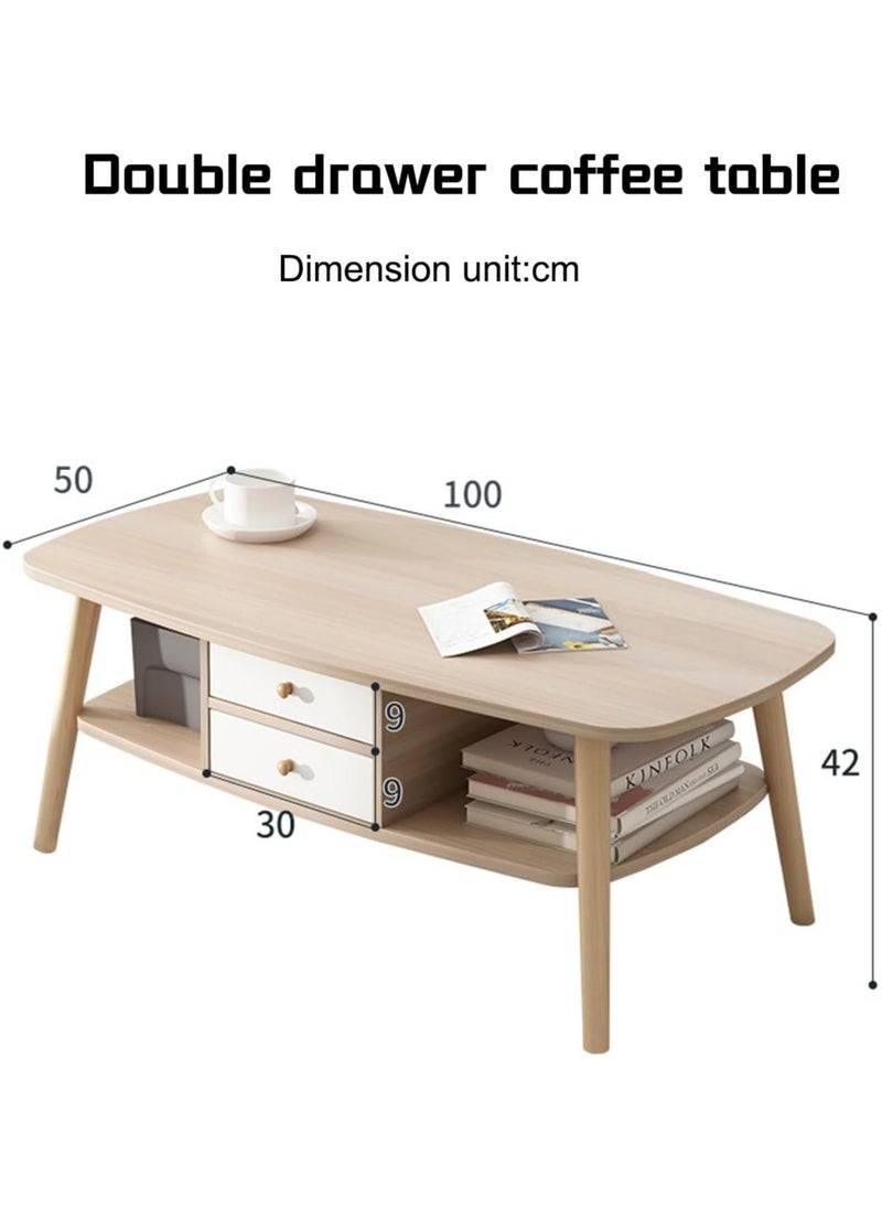 Coffee Table, Solid Wood Living Room Table with Drawer Storage, Simple Modern End Table Living Room Bedroom Living Room Bedroom Tea Table Side Table, 100 * 50cm (White) - pzsku/ZCA274A517203A79027DCZ/45/_/1716794304/47fe9341-41f9-4dfe-896b-4738bf9da3df