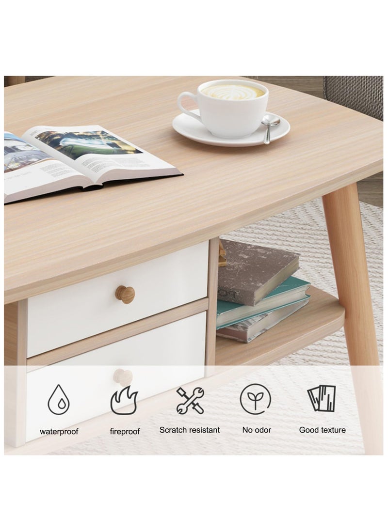 Coffee Table, Solid Wood Living Room Table with Drawer Storage, Simple Modern End Table Living Room Bedroom Living Room Bedroom Tea Table Side Table, 100 * 50cm (White) - pzsku/ZCA274A517203A79027DCZ/45/_/1716794315/4093e600-f5c6-474b-af43-5d133cb80ad8