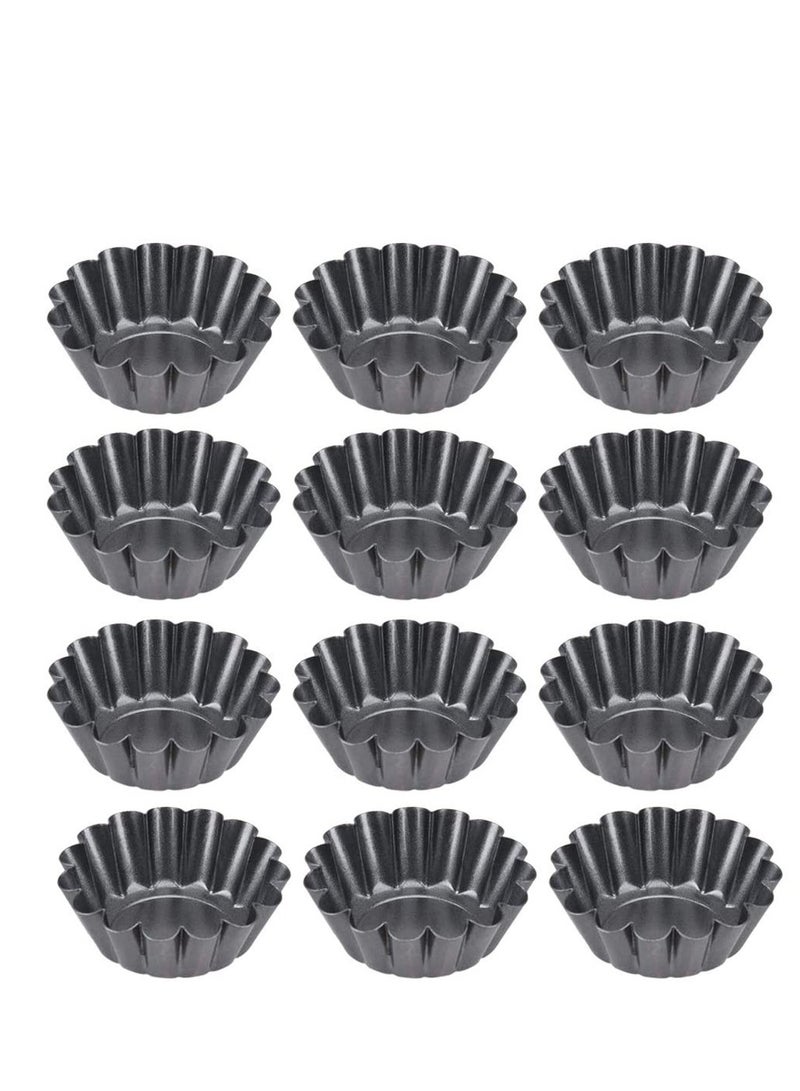 Loquat Egg Tart Mold 12 Packs Stainless Cupcake Stand Shells Household Baking Heat-Resistant Aluminum Tray Non-Stick Cup - Image 1