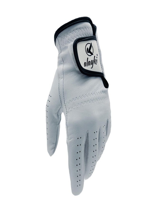 Alayki Birdie Premium Golf Glove for Left Hand - 100% Natural Sheep Leather - Superior Grip & Comfort - Lightweight, Breathable, Durable for Men & Women Golfers (Medium, Left) - Image 1