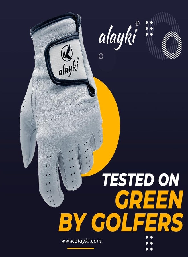 Alayki Birdie Premium Golf Glove for Left Hand - 100% Natural Sheep Leather - Superior Grip & Comfort - Lightweight, Breathable, Durable for Men & Women Golfers (Medium, Left) - Image 2
