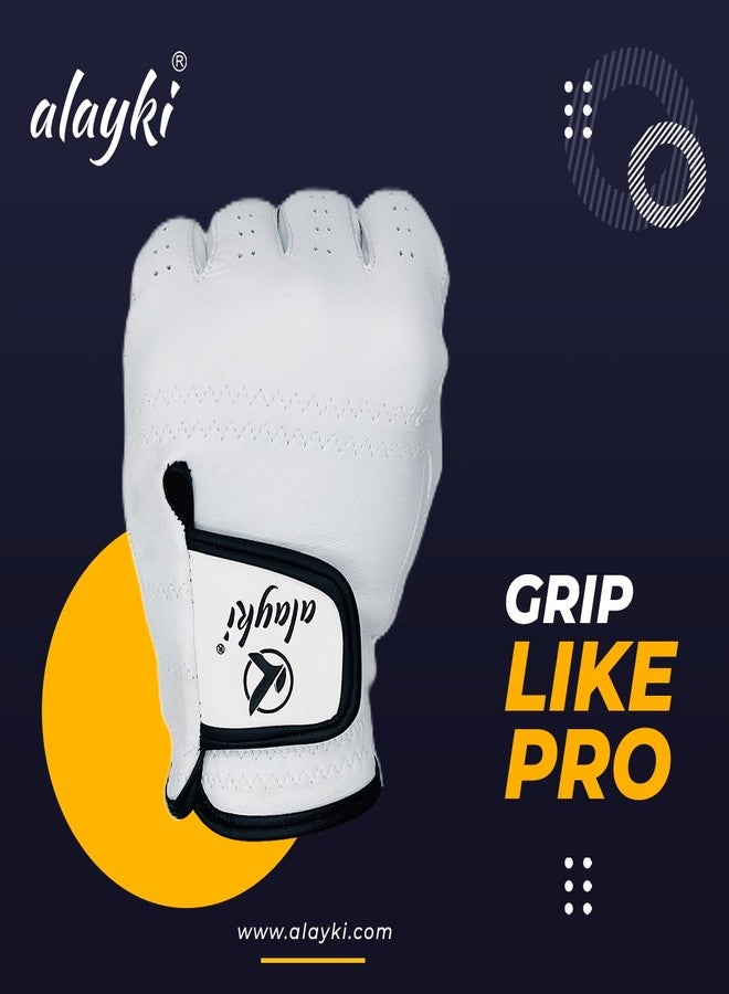 Alayki Birdie Premium Golf Glove for Left Hand - 100% Natural Sheep Leather - Superior Grip & Comfort - Lightweight, Breathable, Durable for Men & Women Golfers (Medium, Left) - Image 5