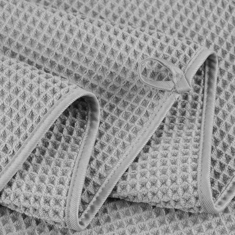 POLYTE 430 GSM Microfiber Quick Dry Lint Free Oversize Bath Towel Set, 6 Piece (Waffle Weave) - Image 4