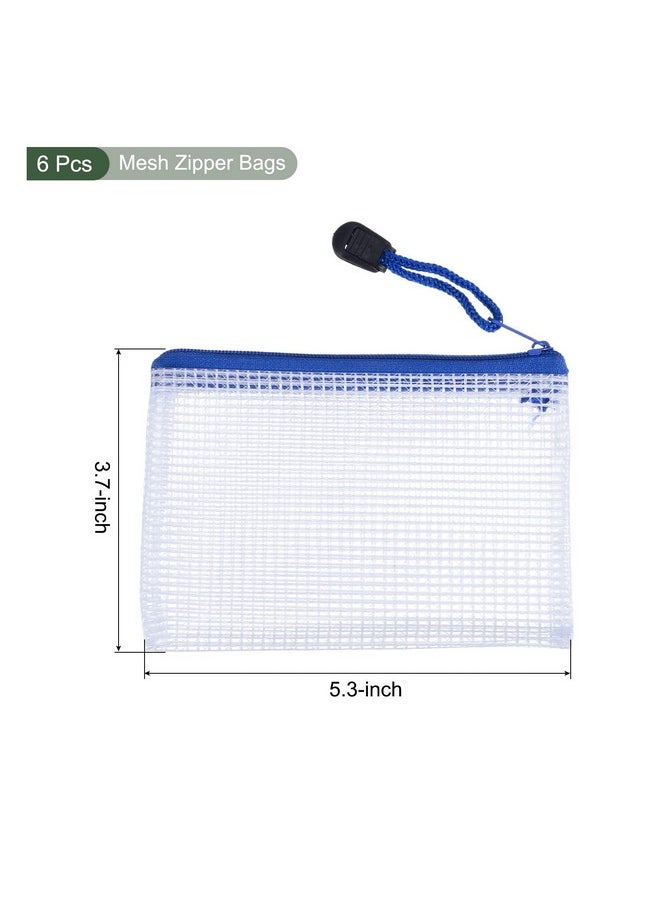 YOKIVE 6 Pack Mesh Zipper Bags B8 Mesh File Pockets Plastic Document Pouch Great For Office Appliances Travel Storage(White)  - Image 2