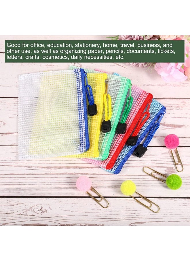 YOKIVE 6 Pack Mesh Zipper Bags B8 Mesh File Pockets Plastic Document Pouch Great For Office Appliances Travel Storage(White)  - Image 5
