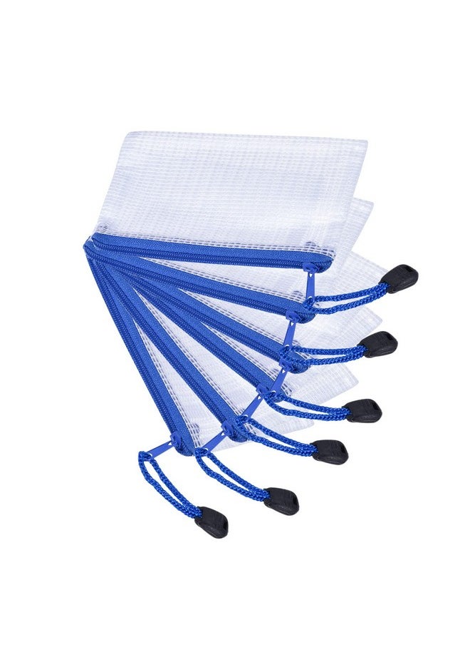 YOKIVE 6 Pack Mesh Zipper Bags B8 Mesh File Pockets Plastic Document Pouch Great For Office Appliances Travel Storage(White)  - Image 1