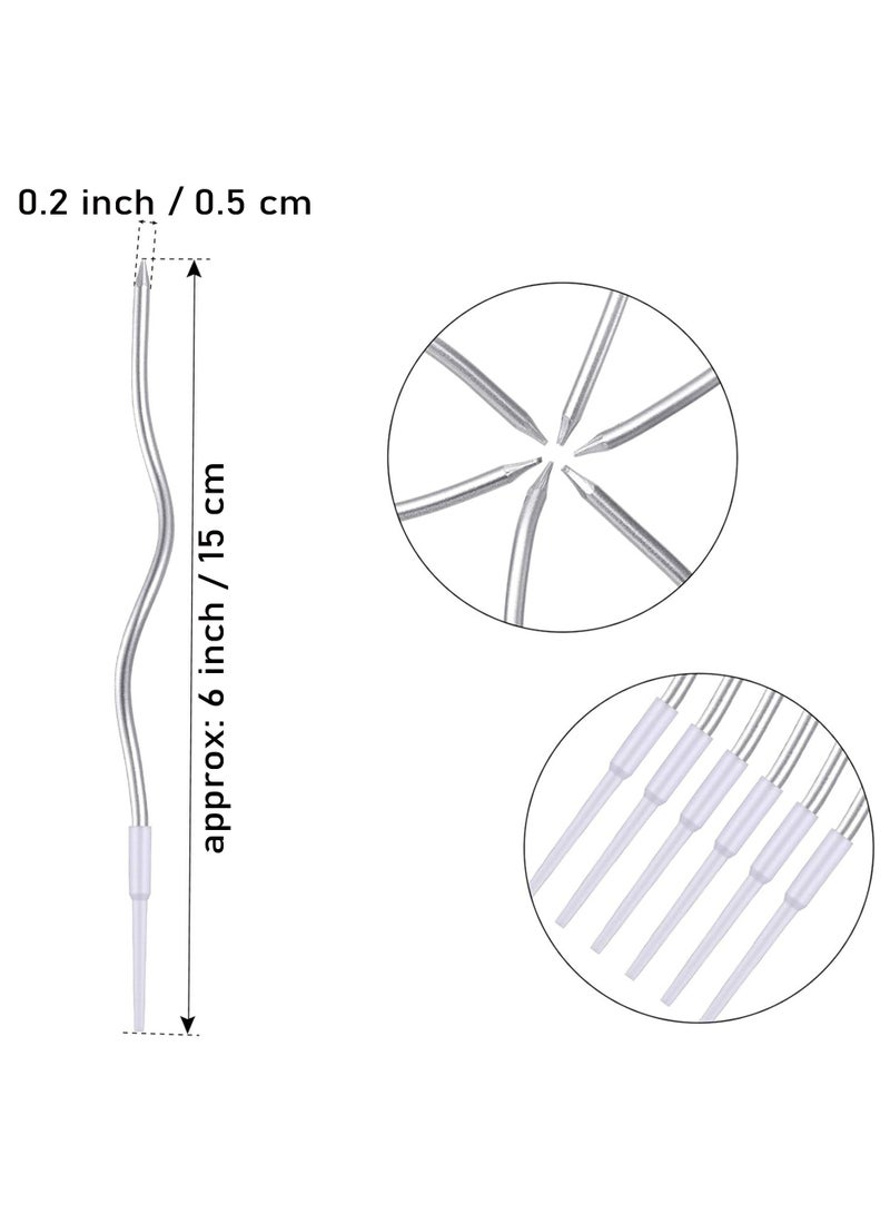 Chocisong 12PCS Twisted Birthday Candles Spiral Metallic Cupcake Thin Long Cake Candles for Birthday Wedding Christmas Ramadan National Day Anniversary Party (Silver) - Image 3