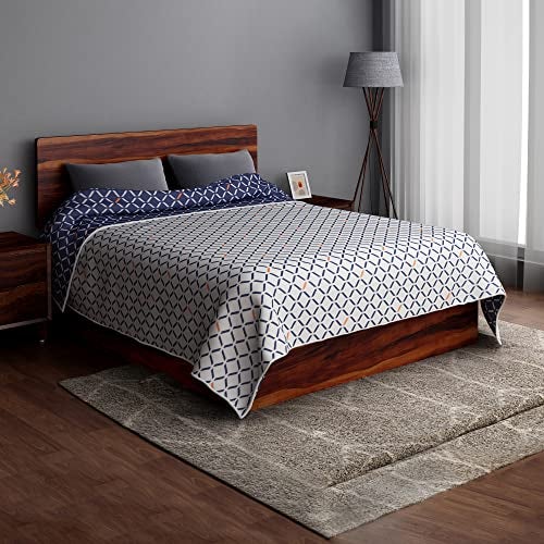 Sleepyhead Honeycomb - 120 GSM Pure Cotton Reversible Dohar AC Blanket | Single (56″×88″) Navy Blue & White | Soft, Lightweight Year-Round Comfort - Image 2
