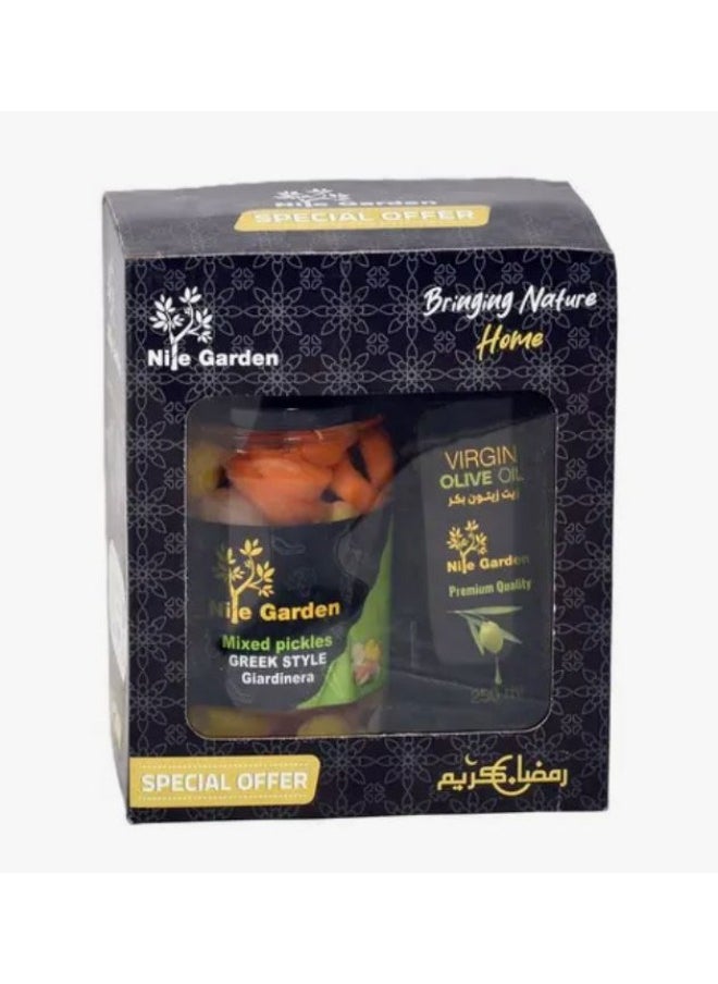 Nile Garden Virgin Oil Plastic Bottle 250G + Mixed Pickles Gardanera 680G 