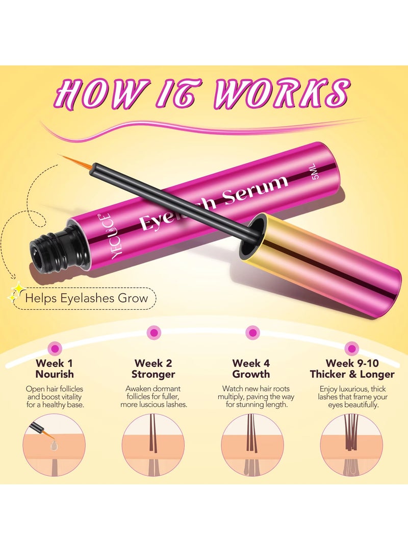 Yecuce - Eyelash Serum Rapid Eyelash Growth Serum Lash Serum for Eyelash Growth Lash Growth Serum for Stronger Healthier Fuller Longer Lashes and Brows Lash and Brow Growth Serum 5ml - Image 1
