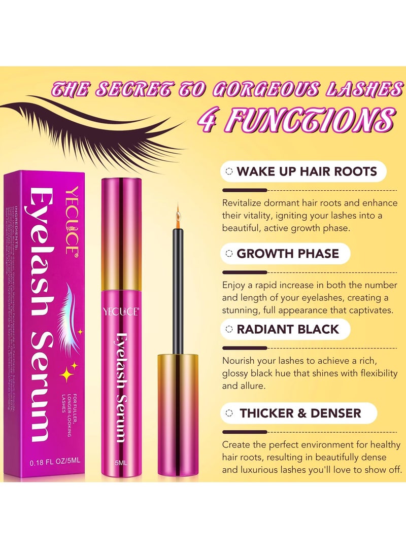 Yecuce - Eyelash Serum Rapid Eyelash Growth Serum Lash Serum for Eyelash Growth Lash Growth Serum for Stronger Healthier Fuller Longer Lashes and Brows Lash and Brow Growth Serum 5ml - Image 1