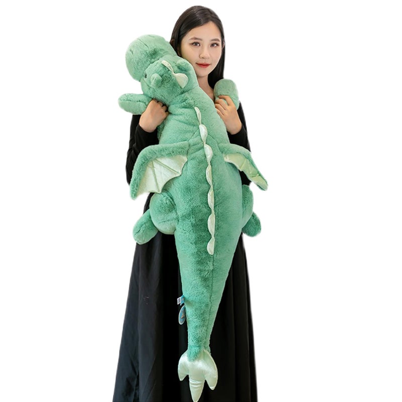ARELUX Large 52in 3Lb Dragon Stuffed Animals Cute Plush Toy Giant Fuzzy Dinosaur Pillow Plushies with Wings Cuddly Soft Green Pterosaur Plushie for Friends Family Member - Image 1