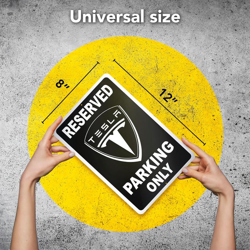 DIMARONGTON Tesla Parking Only Sign 8x12 Aluminum Reserved Parking Garage Decor Gift for Men Women - Image 2