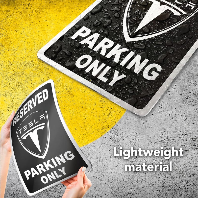 DIMARONGTON Tesla Parking Only Sign 8x12 Aluminum Reserved Parking Garage Decor Gift for Men Women - Image 3
