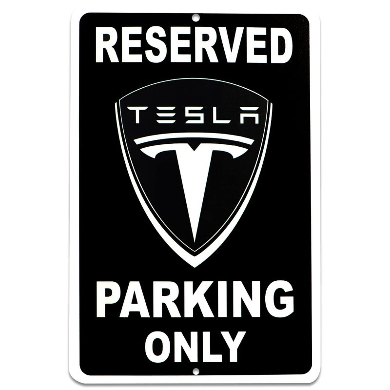 DIMARONGTON Tesla Parking Only Sign 8x12 Aluminum Reserved Parking Garage Decor Gift for Men Women - Image 1