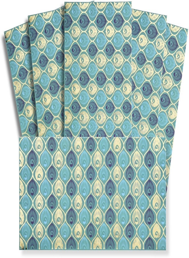 Fonsie Blue peacock pattern design cash envelopes pack of 10 for gifting money on wedding gift, baby shower gift, shagun, family gatherings with name space. - Image 1