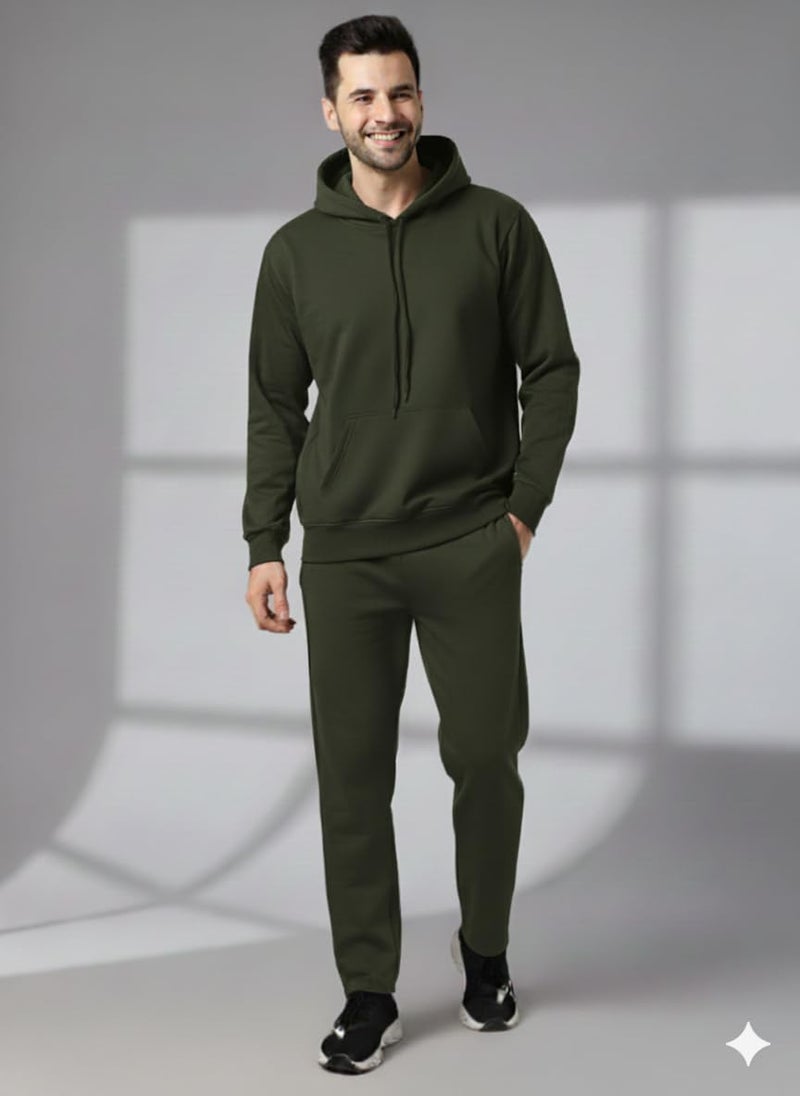 Mack Jonney Solid Track Suit for men | Co-ord Set | Warm Fleece Tracksuit Set | Full Sleeve Hoodie-M4943 - Image 2