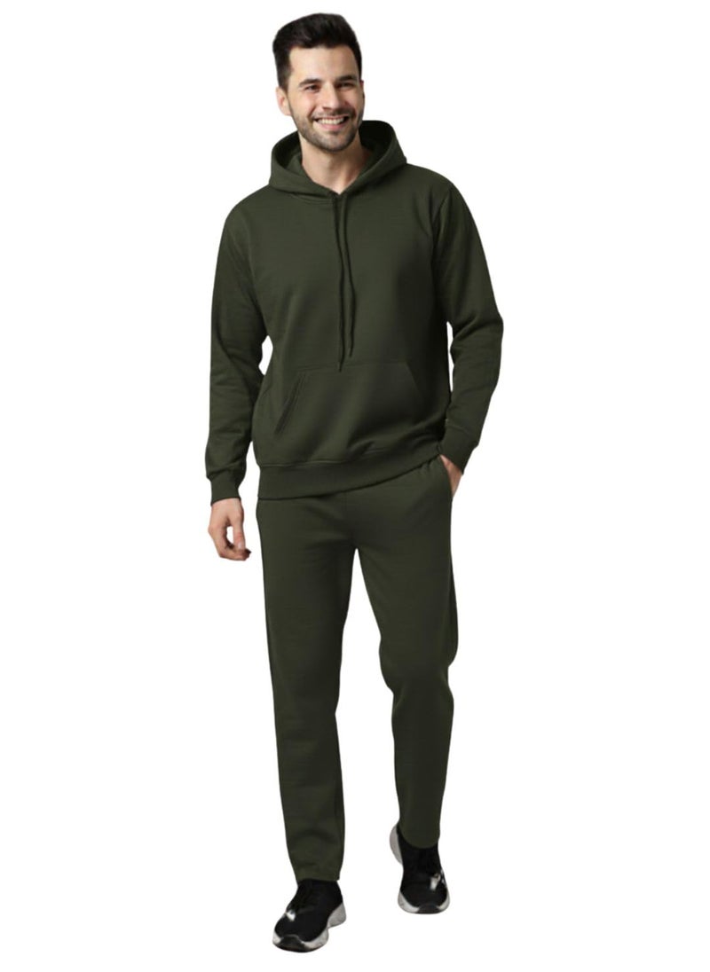 Mack Jonney Solid Track Suit for men | Co-ord Set | Warm Fleece Tracksuit Set | Full Sleeve Hoodie-M4943 - Image 1