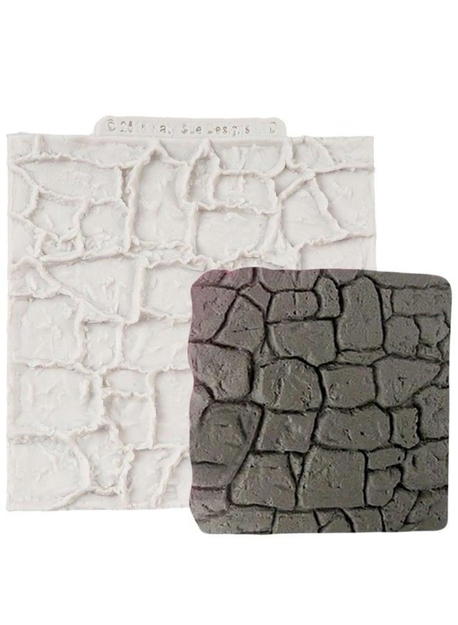 QDMOLDS Rock Texture Silicone Lace Mold Brick Wall Texture Fondant Molds Stone Texture Mold for Cake Decoration Cupcake Topper Chocolate Candy Polymer Clay Gum Paste Sugar Craft - Image 1
