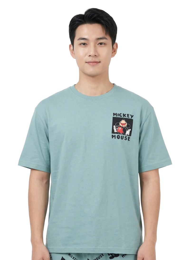 Disney  Disney Men’s Mickey Mouse Printed Cotton Pyjama Set – Teal for Men | Best Price UAE