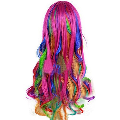 KOLIGHT Girls Long Curly Rainbow Color Cosplay Party Costume Hair Wigs with Cap+Comb - Image 2