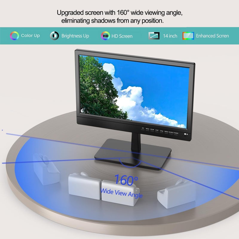 Feihe 14 Inch Small TV - HD Kitchen TV with ATSC Tuner, HDMI/USB/VGA, Built-in Stand and Remote Control, Suitable for RV, Camping, and Offices(No Smart TV) - Image 3