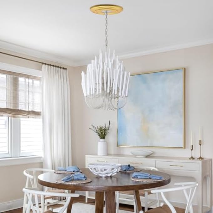 2 PCS CEILING MEDALLION LARGE CEILING MEDALLION CEILING FAN MEDALLION FOR LIGHT FIXTURES AND CEILING FANS 12.2"OD X 3.86"ID GOLD - Image 2