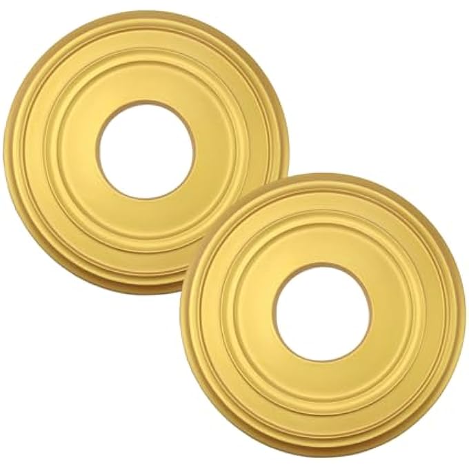 2 PCS CEILING MEDALLION LARGE CEILING MEDALLION CEILING FAN MEDALLION FOR LIGHT FIXTURES AND CEILING FANS 12.2"OD X 3.86"ID GOLD - Image 1