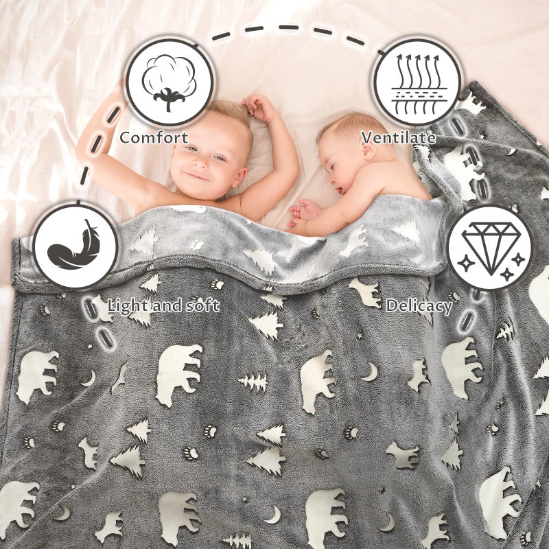 UOFON Bear Gifts Toys for Kids Boys Baby-Glow in The Dark Blanket Bear Presents for Birthday Bear Decor Age 12 3 4 5 6 7 8 9 10 Years Old Toddler - Image 2