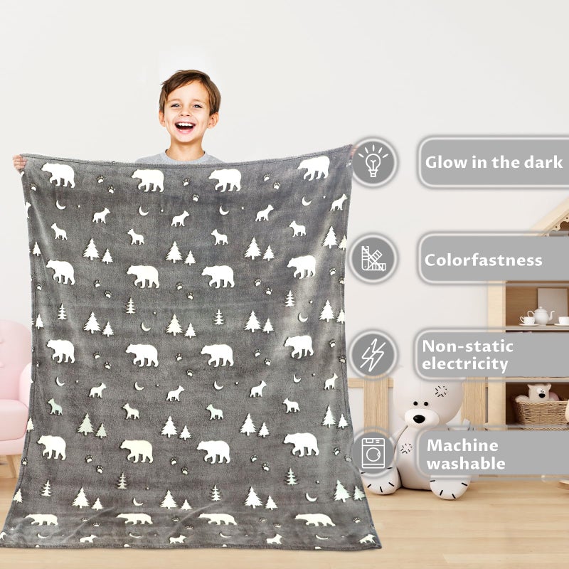 UOFON Bear Gifts Toys for Kids Boys Baby-Glow in The Dark Blanket Bear Presents for Birthday Bear Decor Age 12 3 4 5 6 7 8 9 10 Years Old Toddler - Image 4