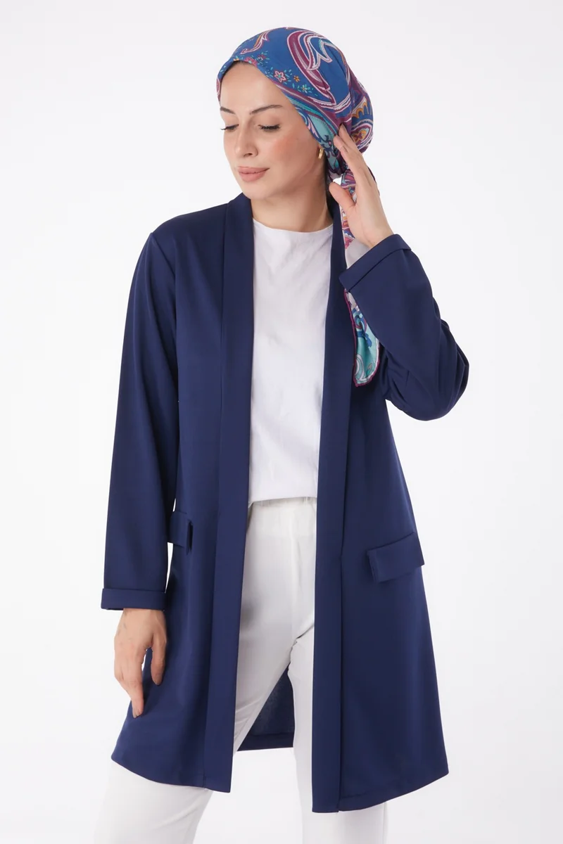 Tofisa Plain Medium Women's Navy Blue Cardigan - 13260
