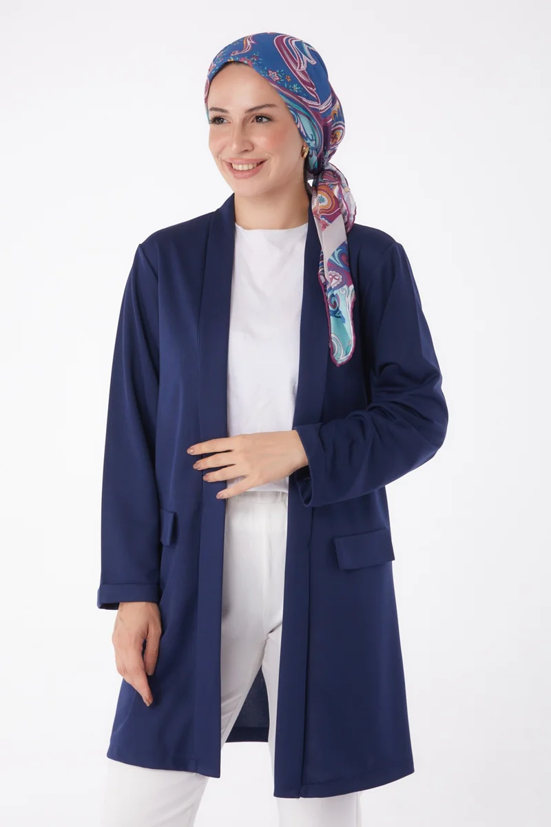 Tofisa Plain Medium Women's Navy Blue Cardigan - 13260