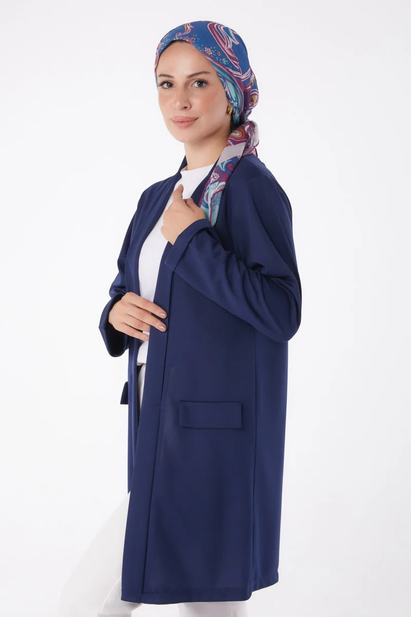 Tofisa Plain Medium Women's Navy Blue Cardigan - 13260
