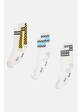 Algspar Men 3 Pair Non Terry Crew Socks, White  - Image 1