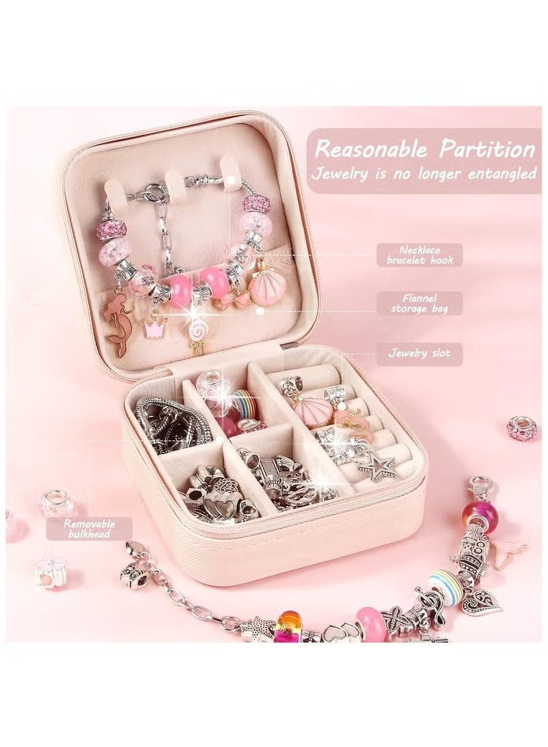 Unewshi Bracelet Making Kit for Girls, 68PCs DIY Jewelry Craft Set with Charm Beads and Gift Box, Creative Art Present for Kids Ages 8-12, Adults (Pink)  - Image 3