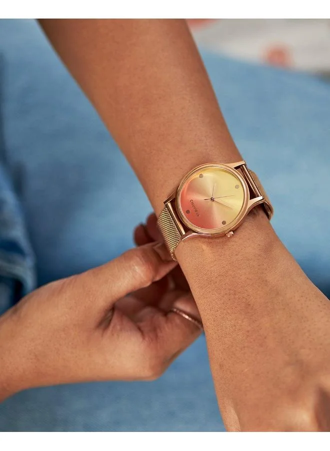 Chumbak TEAL by Chumbak Sunset Ombre Watch, Metal Mesh Strap