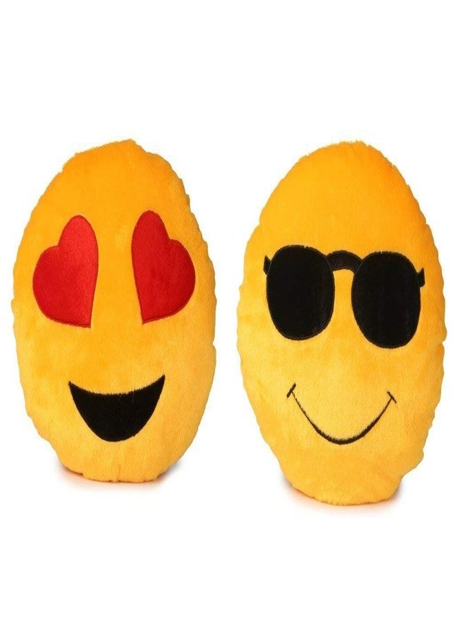 Jassi Toy Cool Dude Smiley Cushion and Heart Eyes Smiley Cushion (Pack of 2) - Image 1