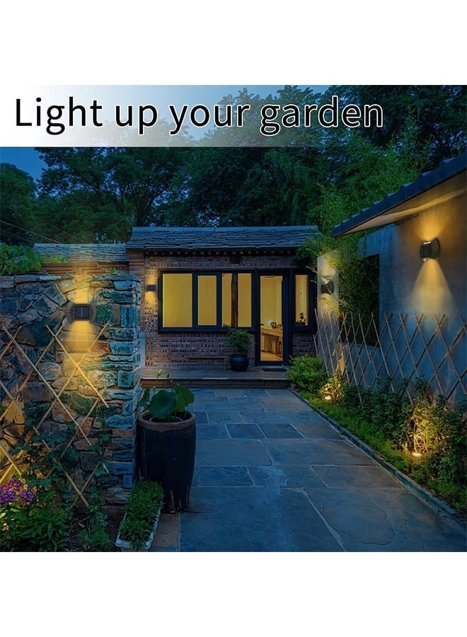 4 قطع من مصابيح الحائط الشمسية الخارجية، مصابيح سياج تعمل بالطاقة الشمسية، إضاءة ليلية جدارية أمنية مقاومة للماء مع مستشعر حركة، إضاءة شرفة مثبتة على الحائط لتزيين الحديقة، السياج، الفناء، الباب الأمامي، الممر - Image 4