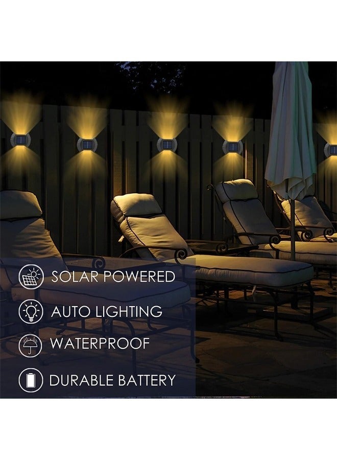 4 قطع من مصابيح الحائط الشمسية الخارجية، مصابيح سياج تعمل بالطاقة الشمسية، إضاءة ليلية جدارية أمنية مقاومة للماء مع مستشعر حركة، إضاءة شرفة مثبتة على الحائط لتزيين الحديقة، السياج، الفناء، الباب الأمامي، الممر - Image 5