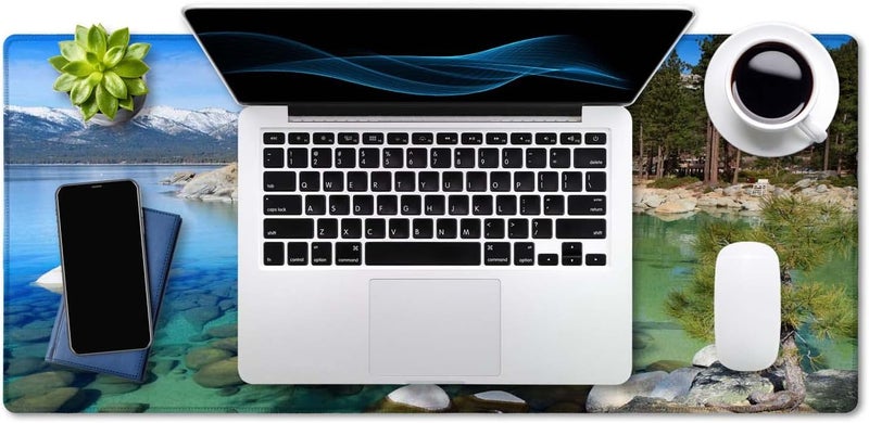 SSOIU Extended Mouse Pad, XXL Gaming Mouse Pads, Large Big Mousepad Laptop Computer Keyboard Mat Desk Pad with Non-Slip Base Stitched Edge for Gaming Office, 35.5 x 15.7 inch, Lake Tahoe - Image 4