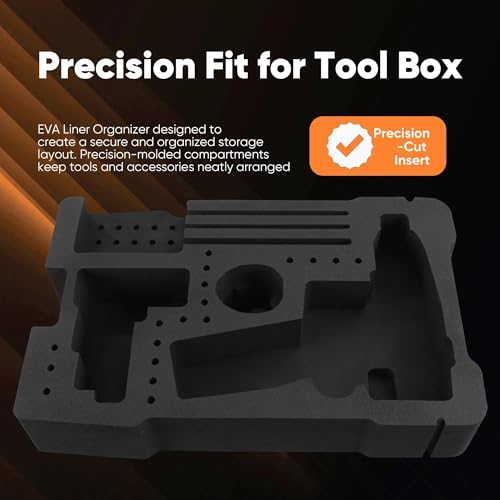 Yudylg EVA Liner Organizer Compatible with 8435 Series Tool Box, Precision-Cut Insert Fit for 3404 Series Tools 1/2" Drill Driver & Accessories (Black) - Image 4